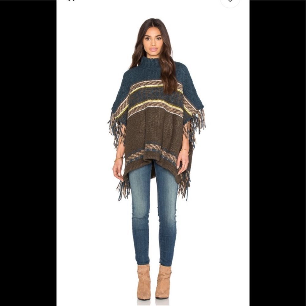 Free People Multicolor Poncho Sweater